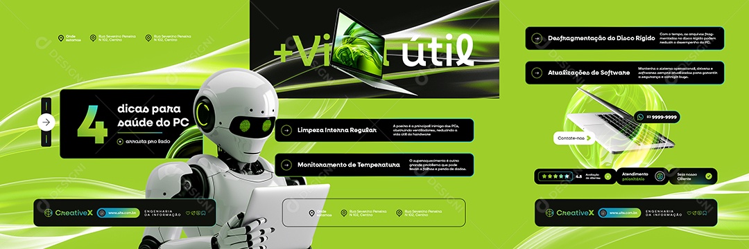 Carrossel Engenharia da Informação 4 Dicas para Saúde do PC Social Media PSD Editável