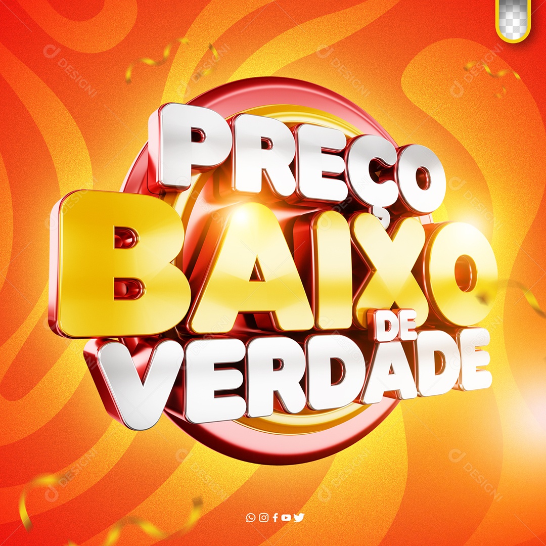 Selo 3D Preço Baixo de Verdade para Composição PSD