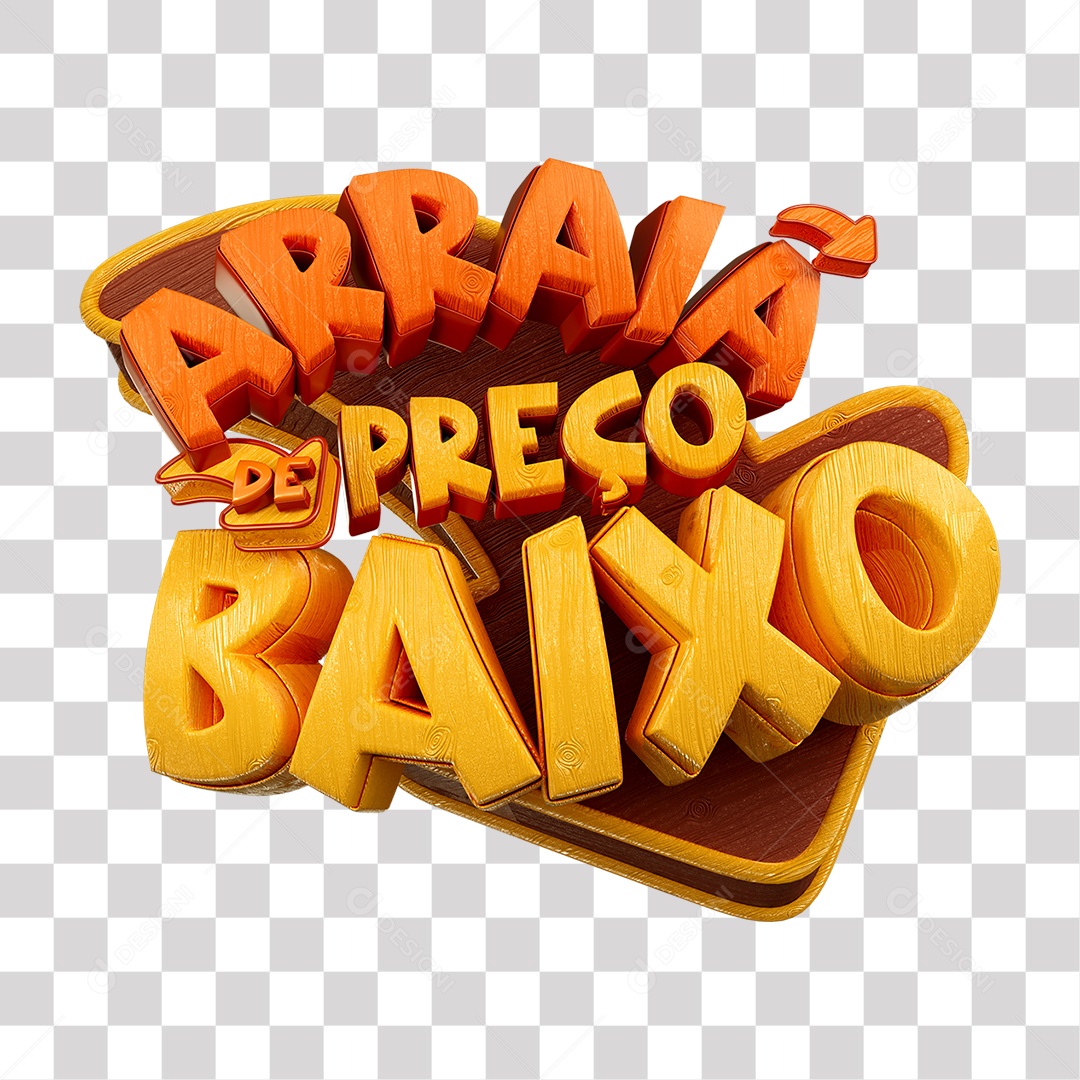 Arraia de Preço Baixo Selo 3D Laranja e Amarelo para Composição PNG Transparente