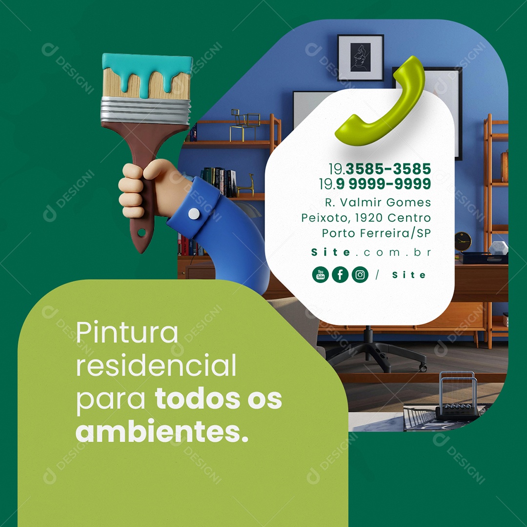 Pintor Pintura Residencial para Todos os Ambientes Social Media PSD Editável