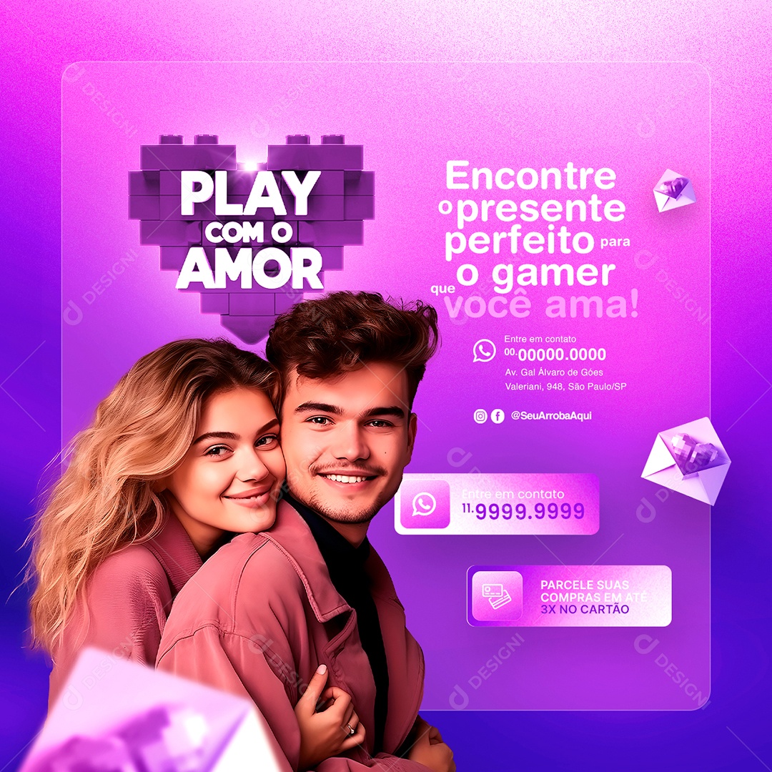 Loja de Eletrônicos Play Com o Amor Encontre o Presente Perfeito Social Media PSD Editável