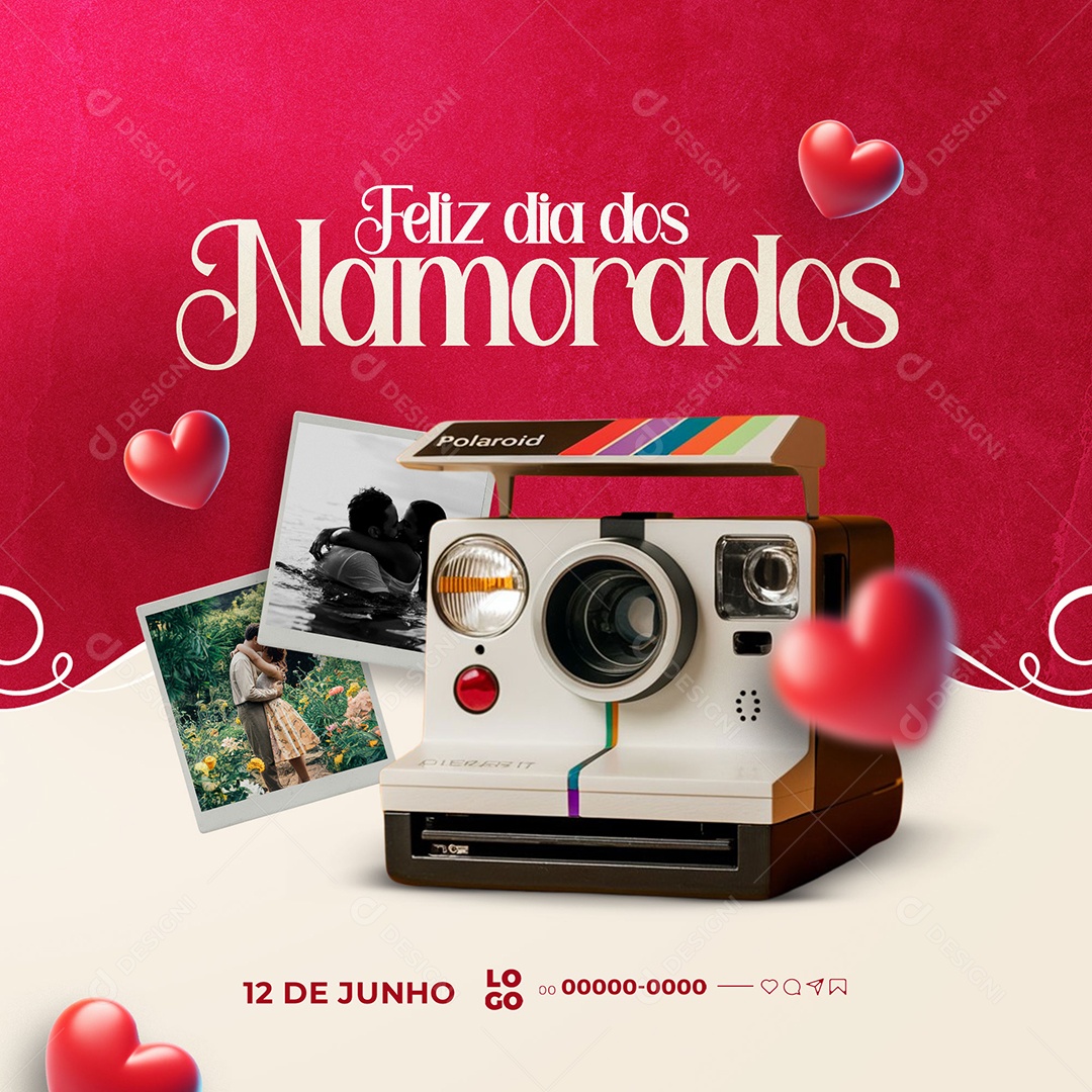 Feliz Dia dos Namorados 12 de Junho Social Media PSD Editável