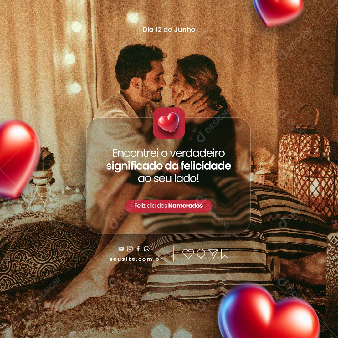 Dia dos Namorados 12 de Junho Encontrei o Verdadeiro Significado Social Media PSD Editável