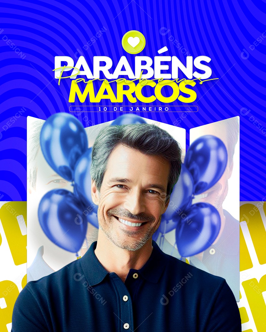 Aniversário Parabéns Marcos Social Media PSD Editável