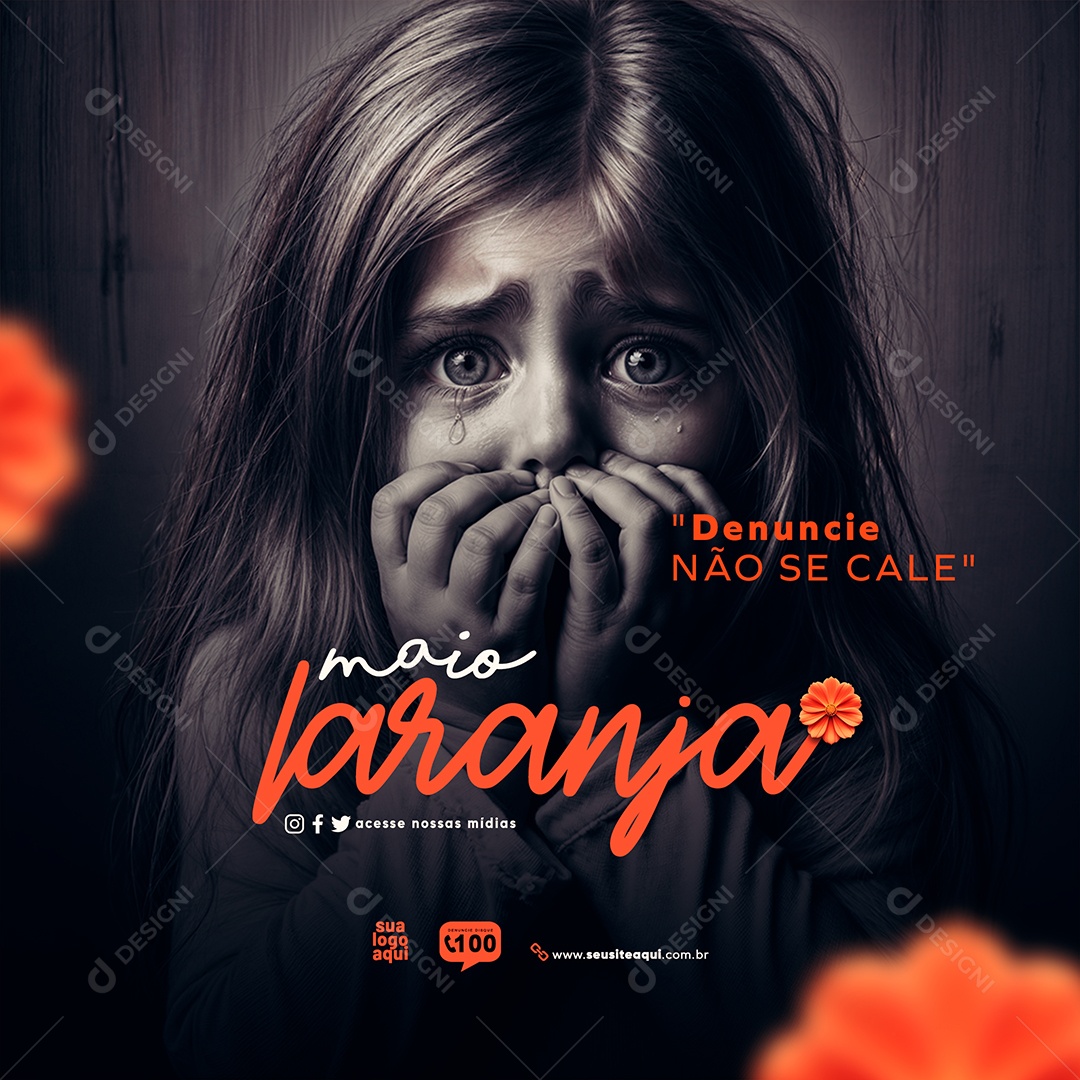 Maio Laranja Campanha Social Media PSD Editável