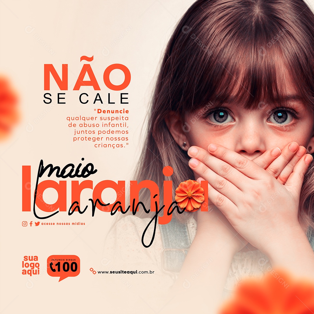 Maio Laranja Campanha Social Media PSD Editável