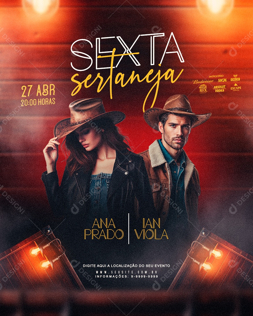 Sexta Sertaneja Evento Sertanejo Feed Social Media PSD Editável