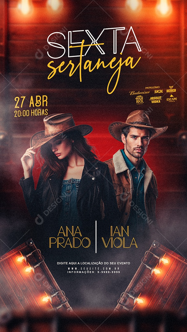 Sexta Sertaneja Evento Sertanejo Story Social Media PSD Editável