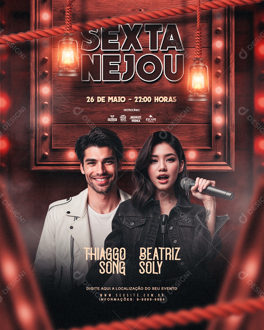 Sextanejou Evento Sertanejo Feed Social Media PSD Editável