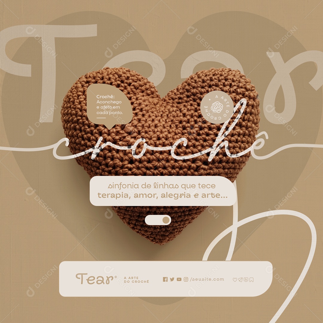 Crochê Aconchego e Afeto em Cada Ponto Social Media PSD Editável