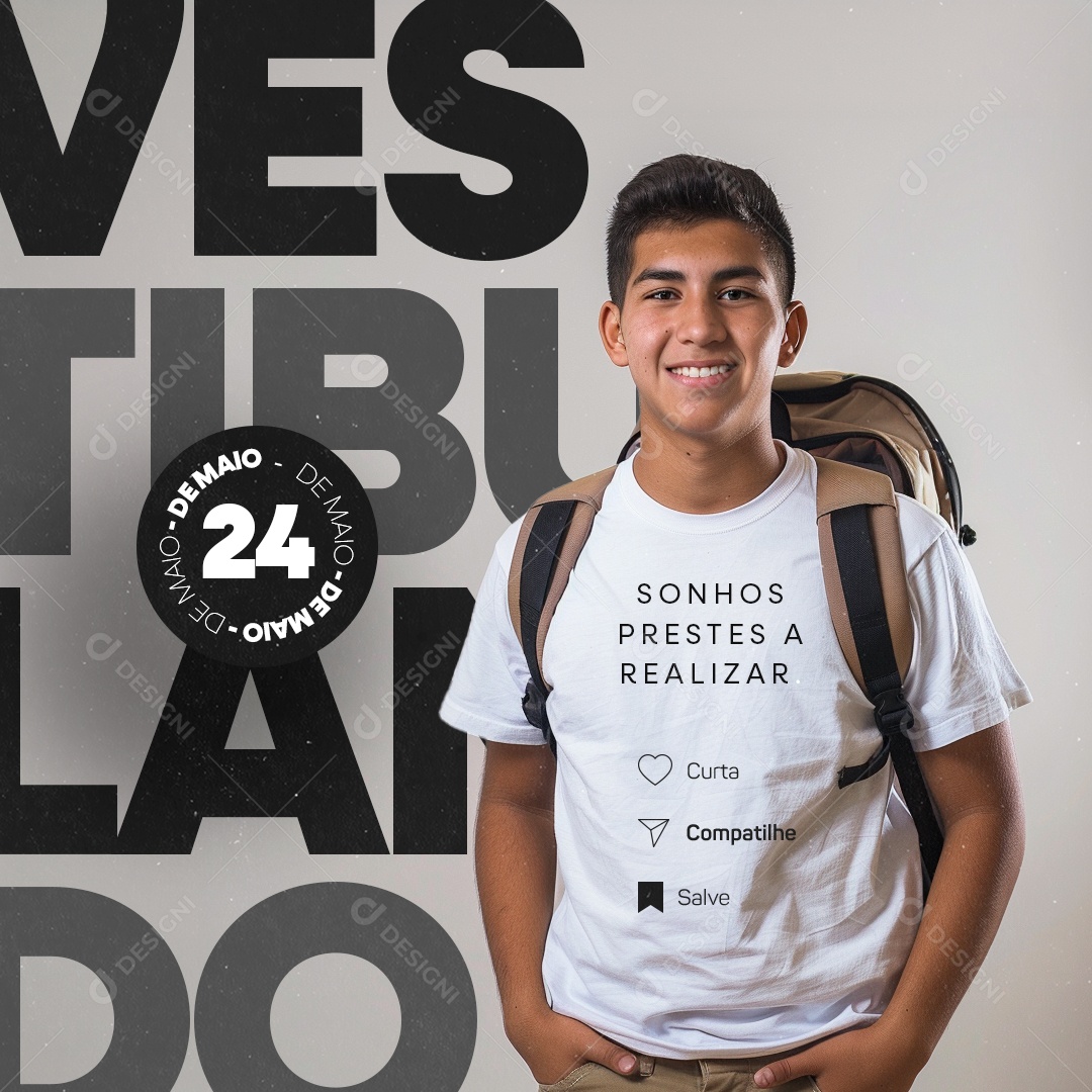 Dia do Vestibulando 24 de Maio Sonhos Prestes a Realizar Social Media PSD Editável