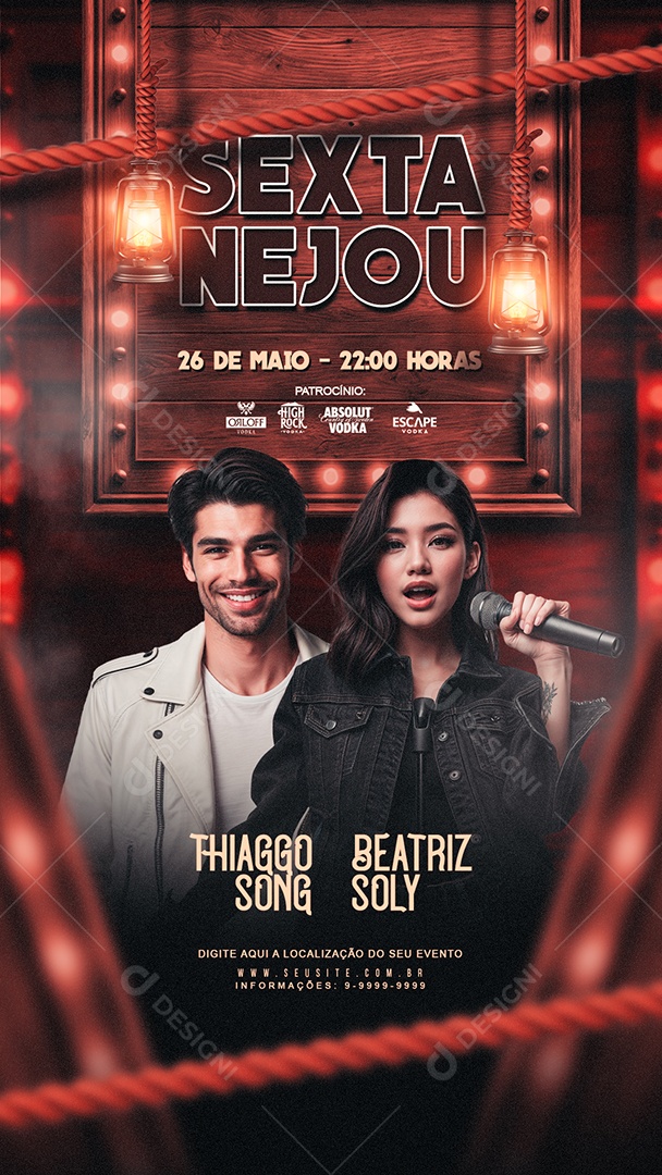 Sextanejou Evento Sertanejo Feed Social Media PSD Editável