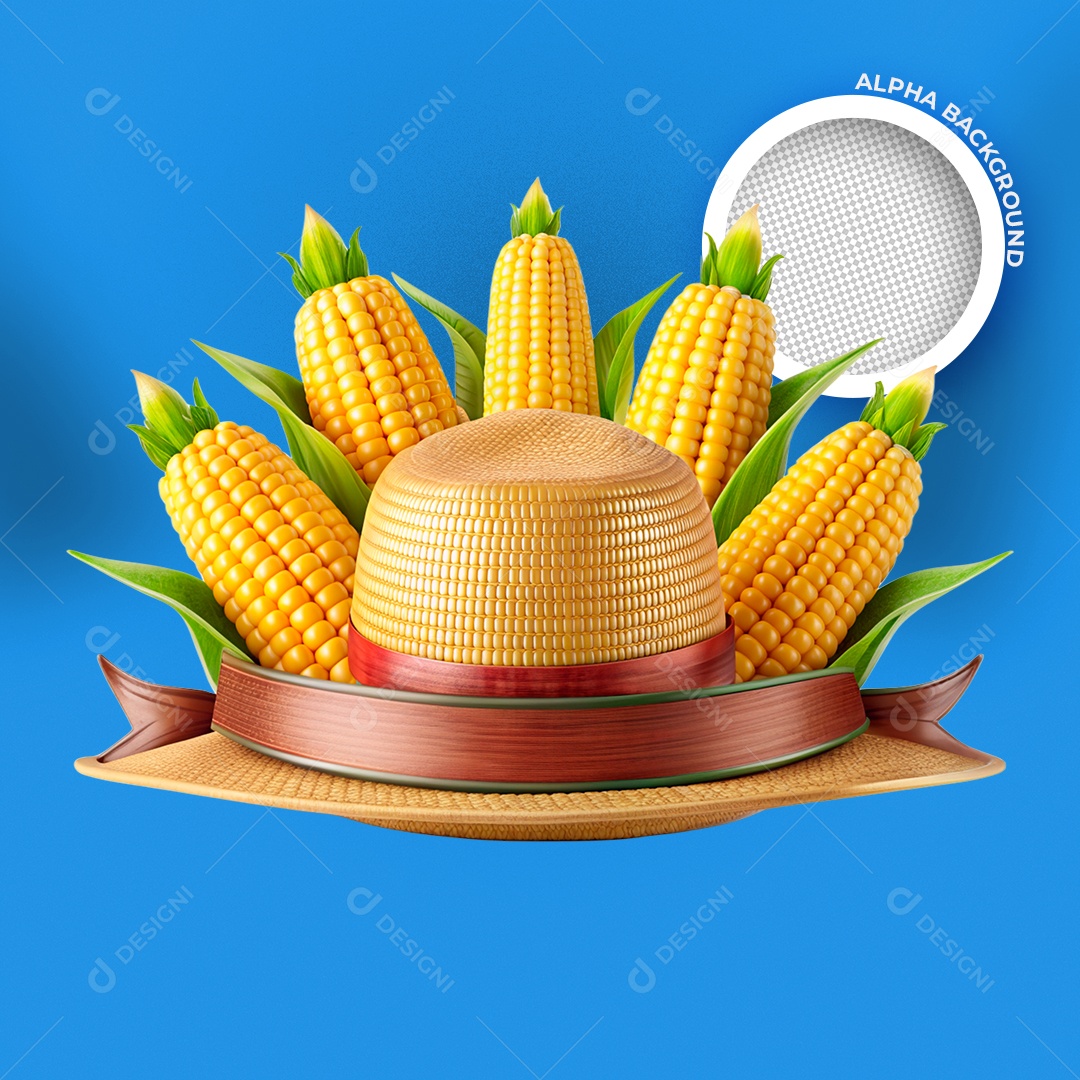 Milho e Chapéu para Composição de Arte Festa Junina