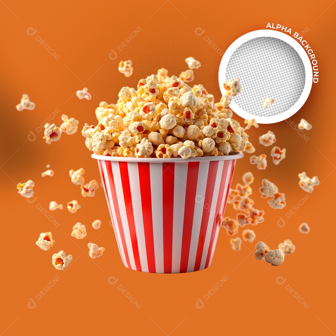 Pipoca em um Balde Vermelho