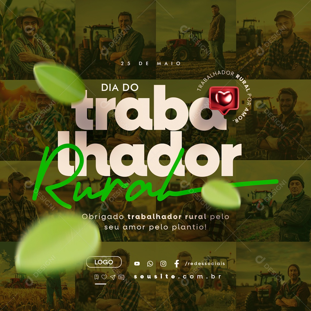 Dia do Trabalhador Rural Obrigado Pelo seu Amor Pelo Plantio Social Media PSD Editável