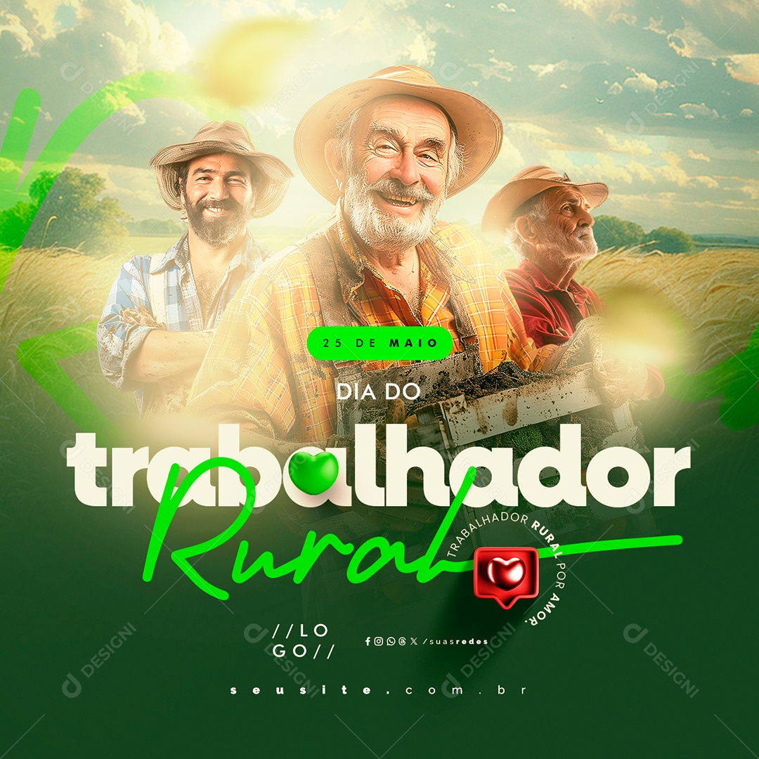 Dia do Trabalhador Rural 25 de Maio Social Media PSD Editável