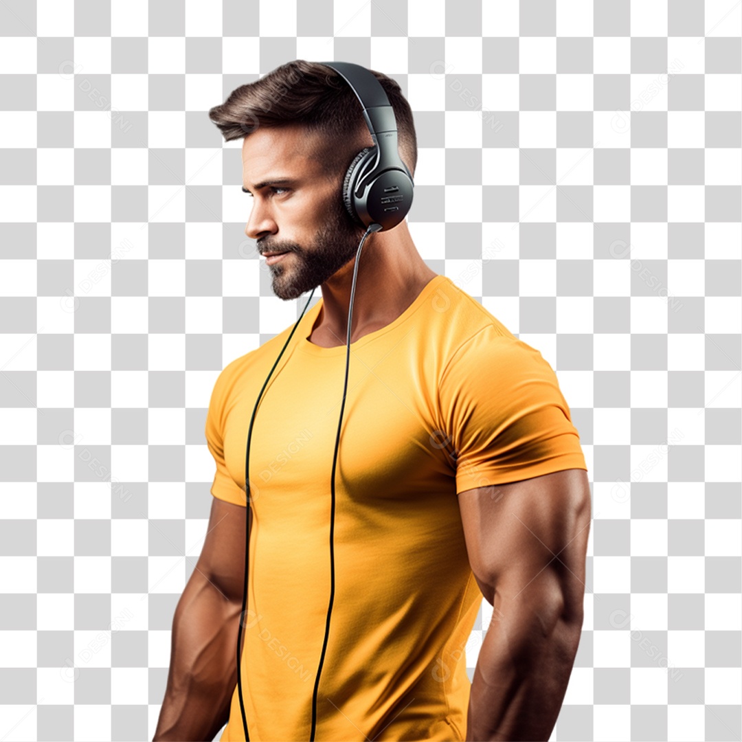 Homem com Roupa de Treino de Academias PNG Transparente