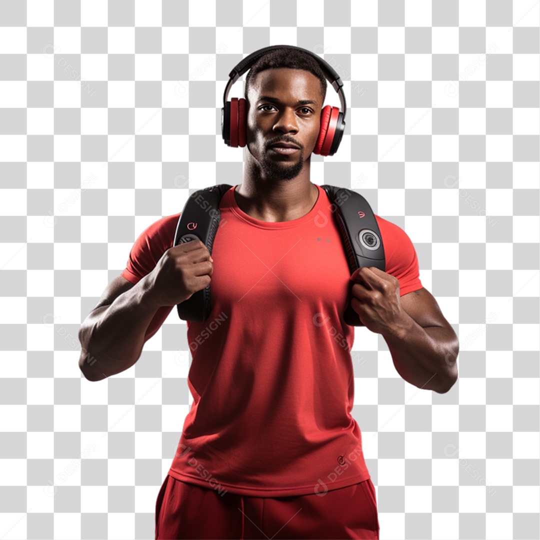 Homem com Roupa de Treino de Academias PNG Transparente