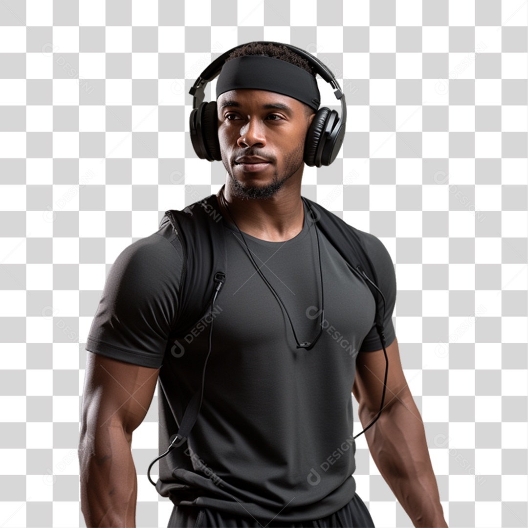 Homem com Roupa de Treino de Academias PNG Transparente