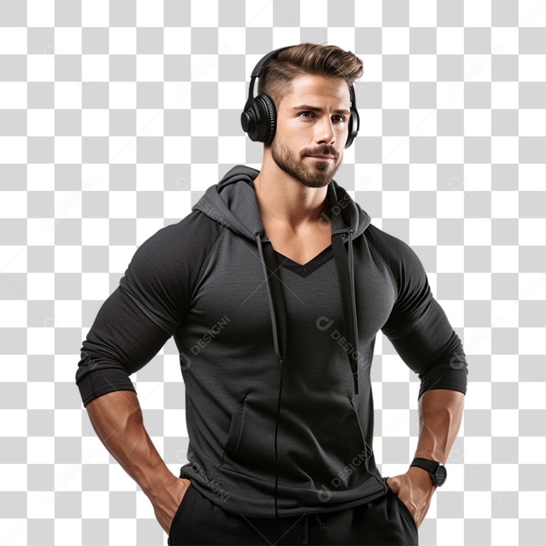 Homem com Roupa de Treino de Academias PNG Transparente