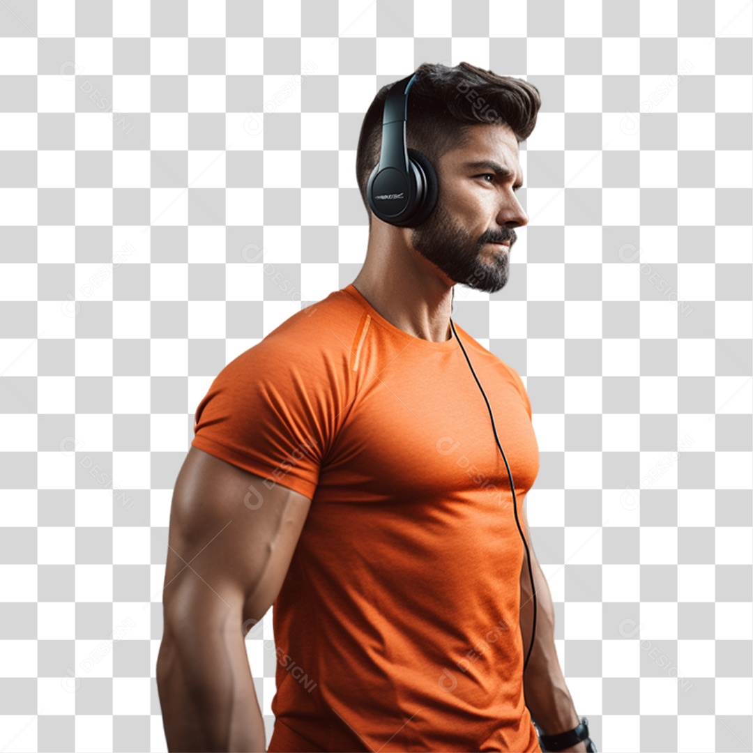 Homem com Roupa de Treino de Academias PNG Transparente