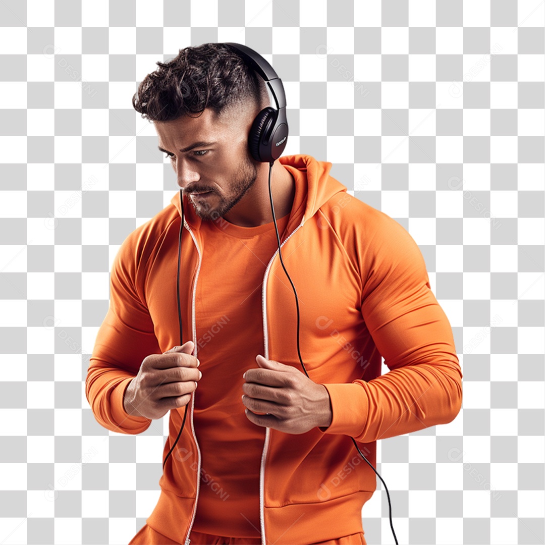 Homem com Roupa de Treino de Academias PNG Transparente