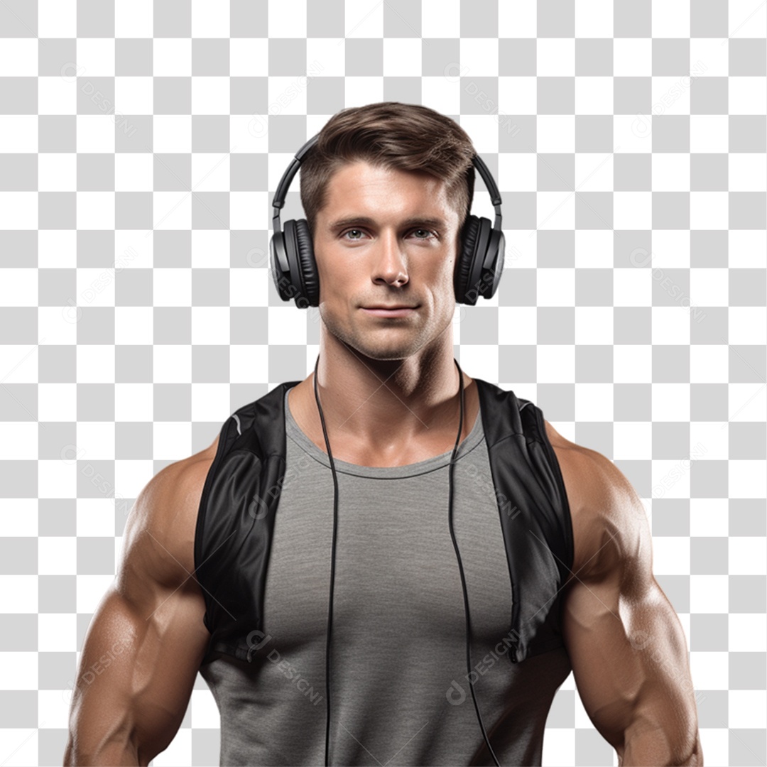 Homem com Roupa de Treino de Academias PNG Transparente