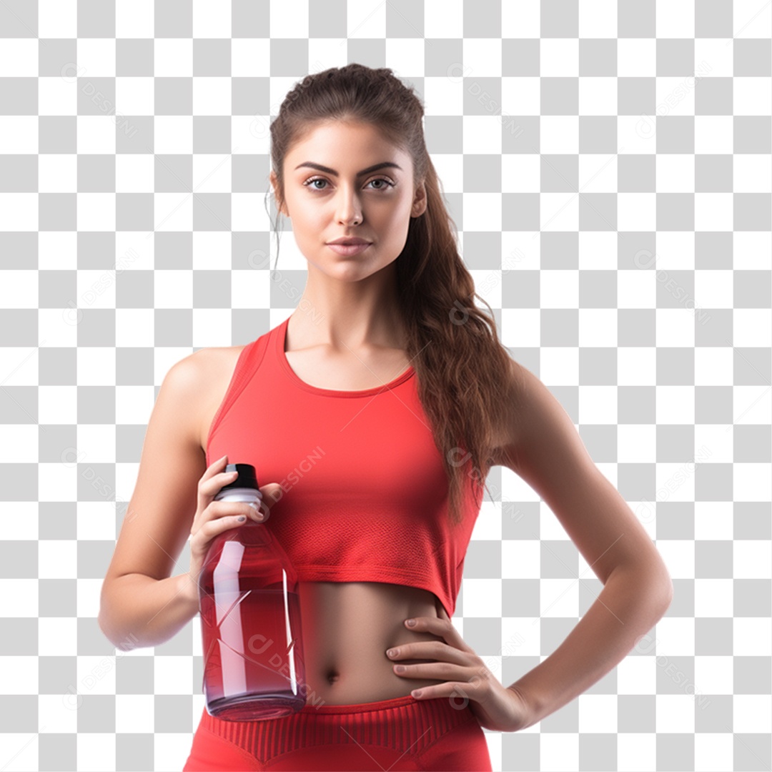 Mulher com Roupa de Treino de Academias PNG Transparente