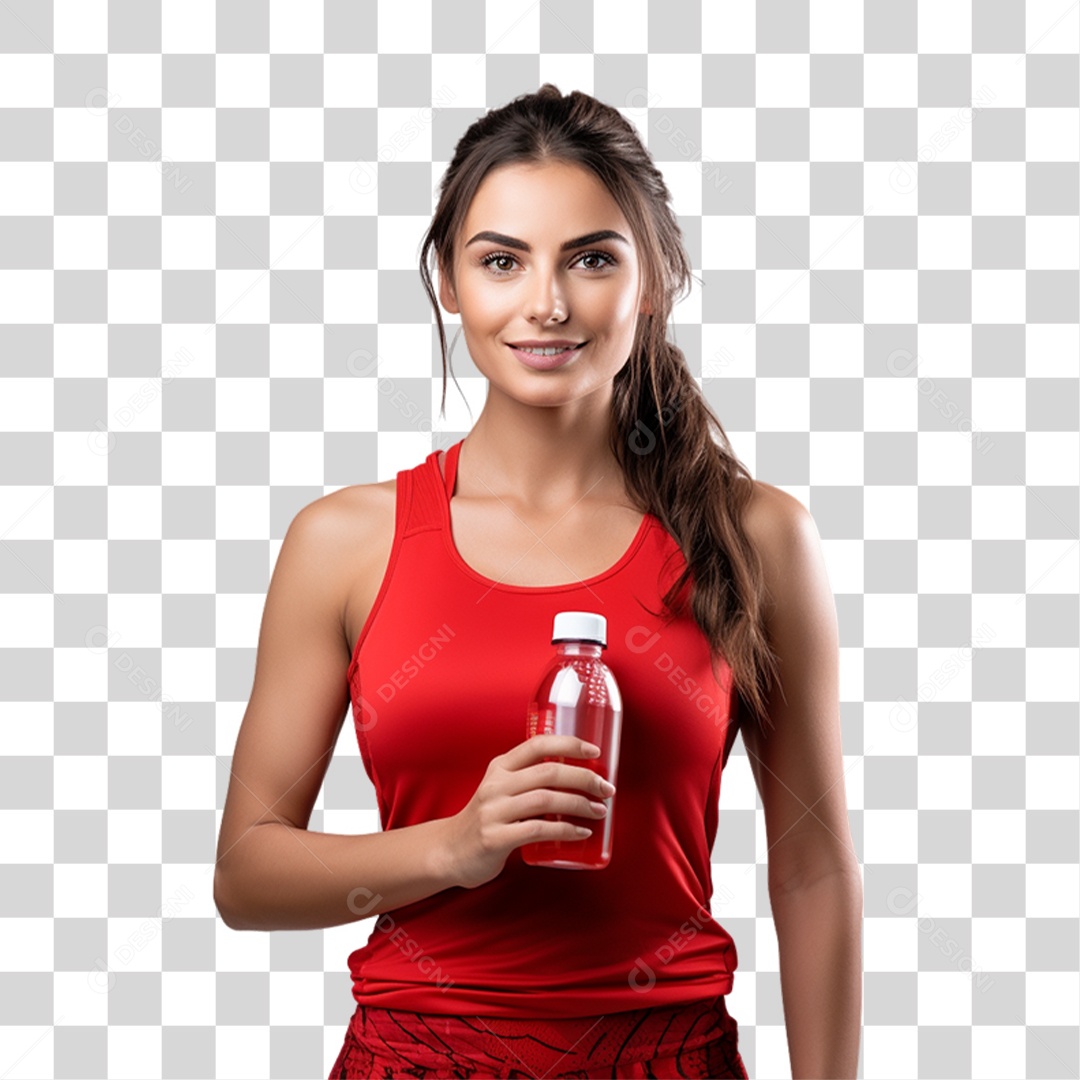 Mulher com Roupa de Treino de Academias PNG Transparente