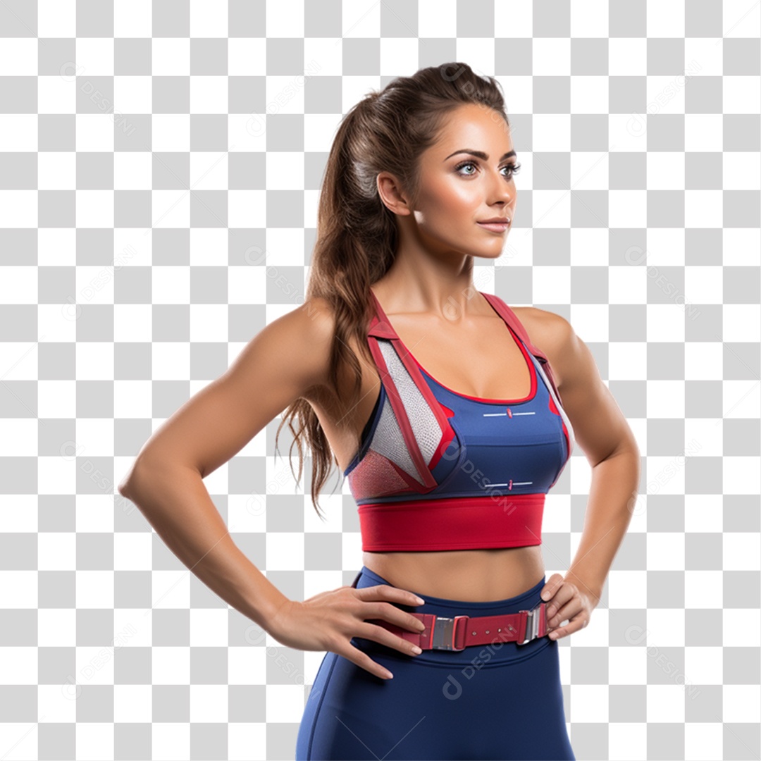 Mulher com Roupa de Treino de Academias PNG Transparente