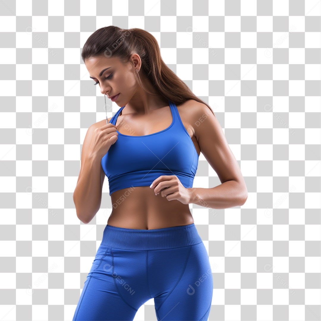 Mulher com Roupa de Treino de Academias PNG Transparente