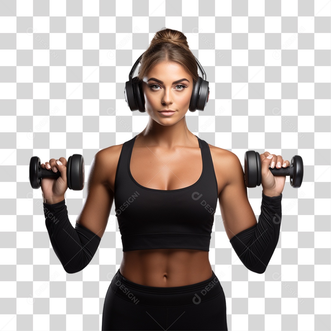 Mulher com Roupa de Treino de Academias PNG Transparente