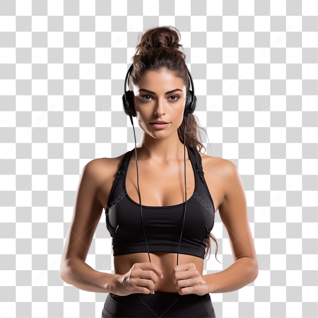 Mulher com Roupa de Treino de Academias PNG Transparente