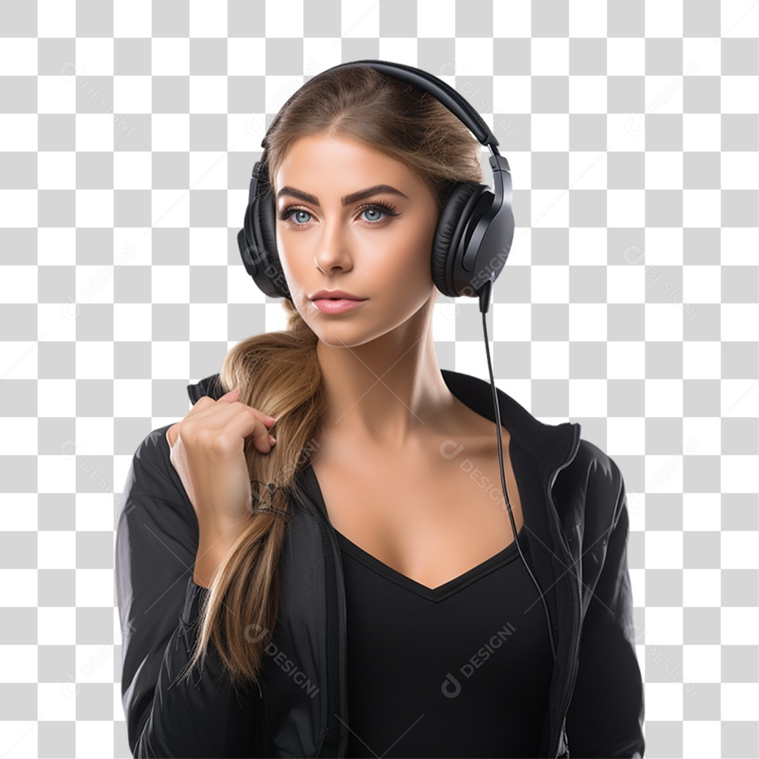 Mulher com Roupa de Treino de Academias PNG Transparente