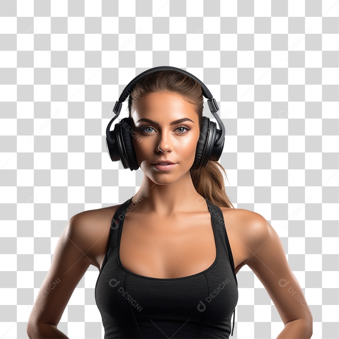 Mulher com Roupa de Treino de Academias PNG Transparente