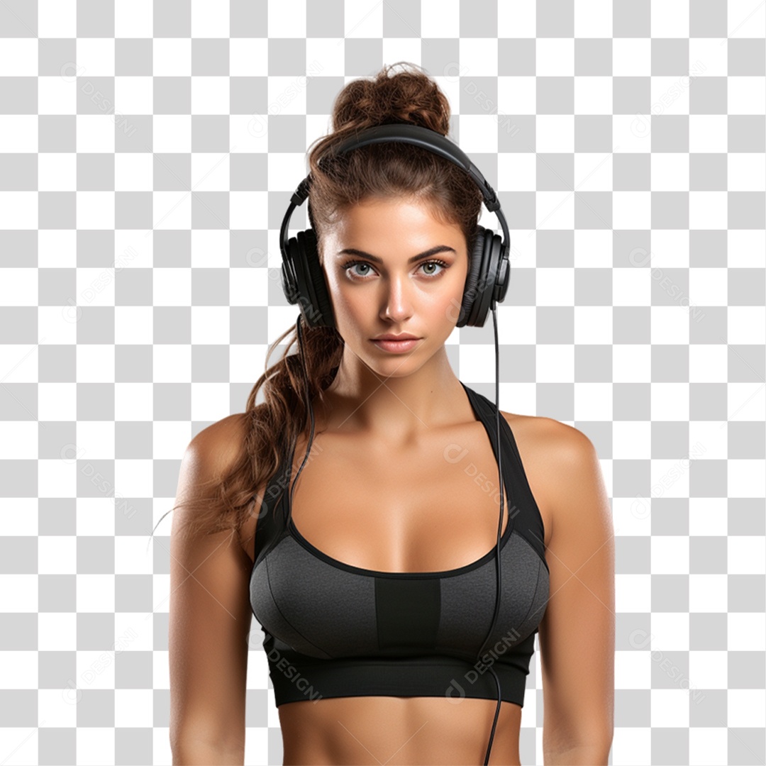 Mulher com Roupa de Treino de Academias PNG Transparente