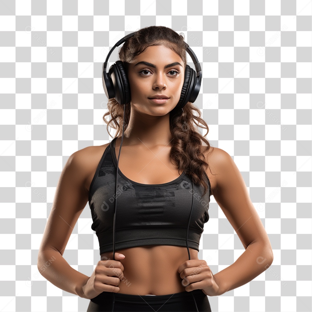 Mulher com Roupa de Treino de Academias PNG Transparente