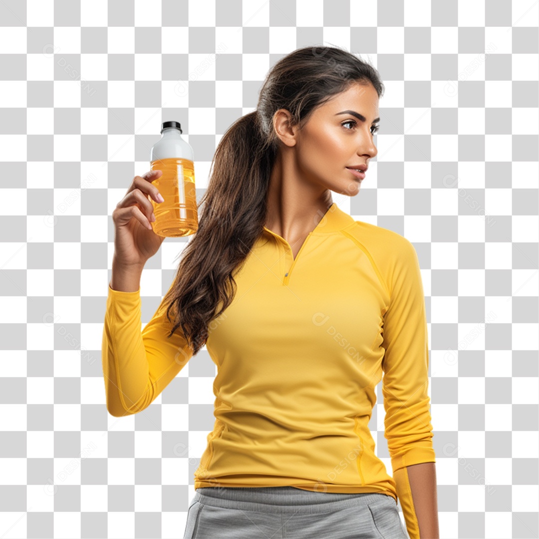 Mulher com Roupa de Treino de Academias PNG Transparente