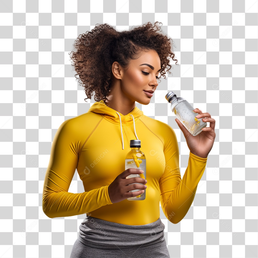 Mulher com Roupa de Treino de Academias PNG Transparente