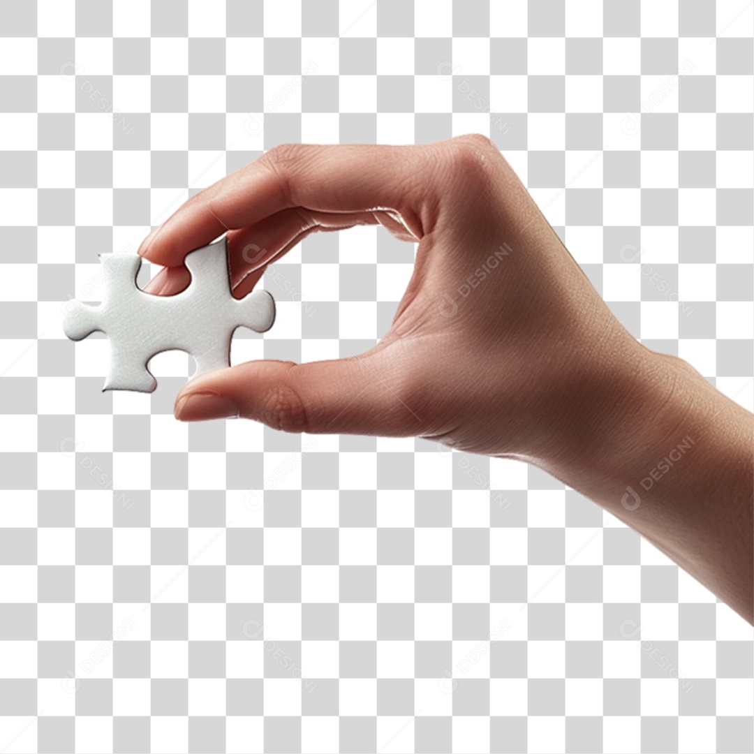 Mão Segurando Peça de Quebra Cabeça PNG Transparente