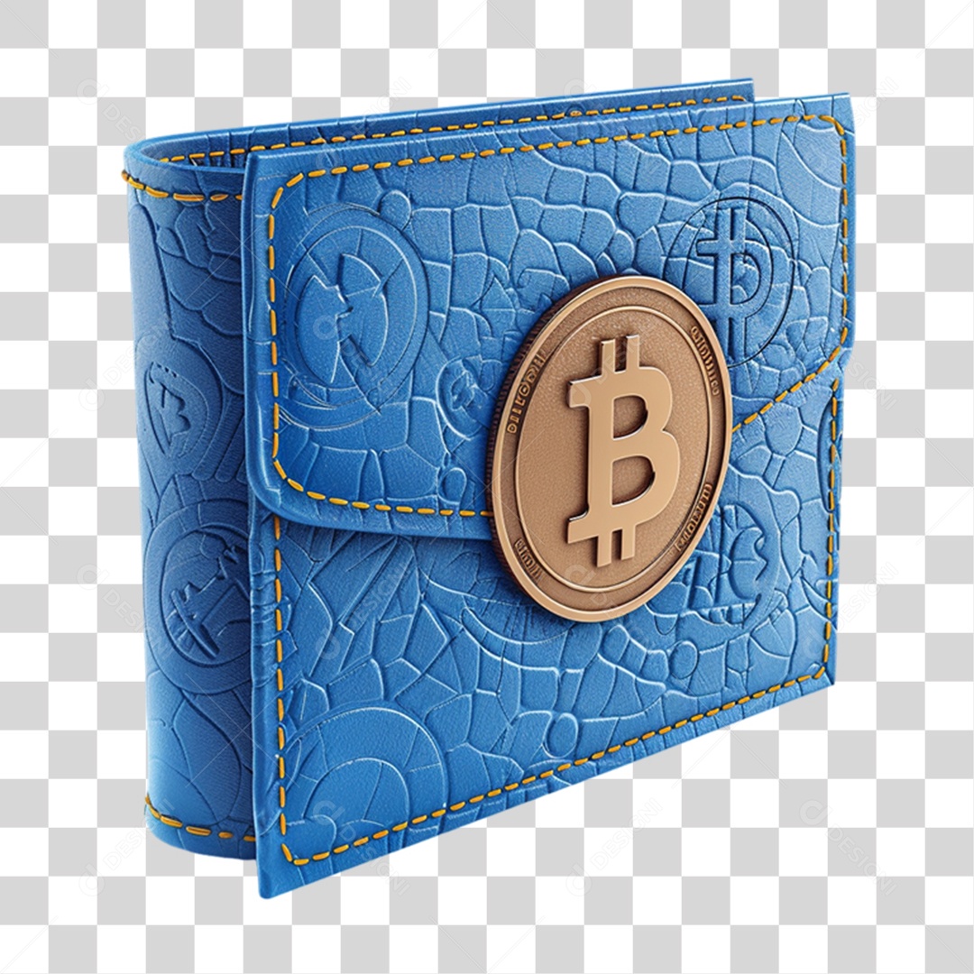 Carteira com Moedas Digitais Bitcoin PNG Transparente