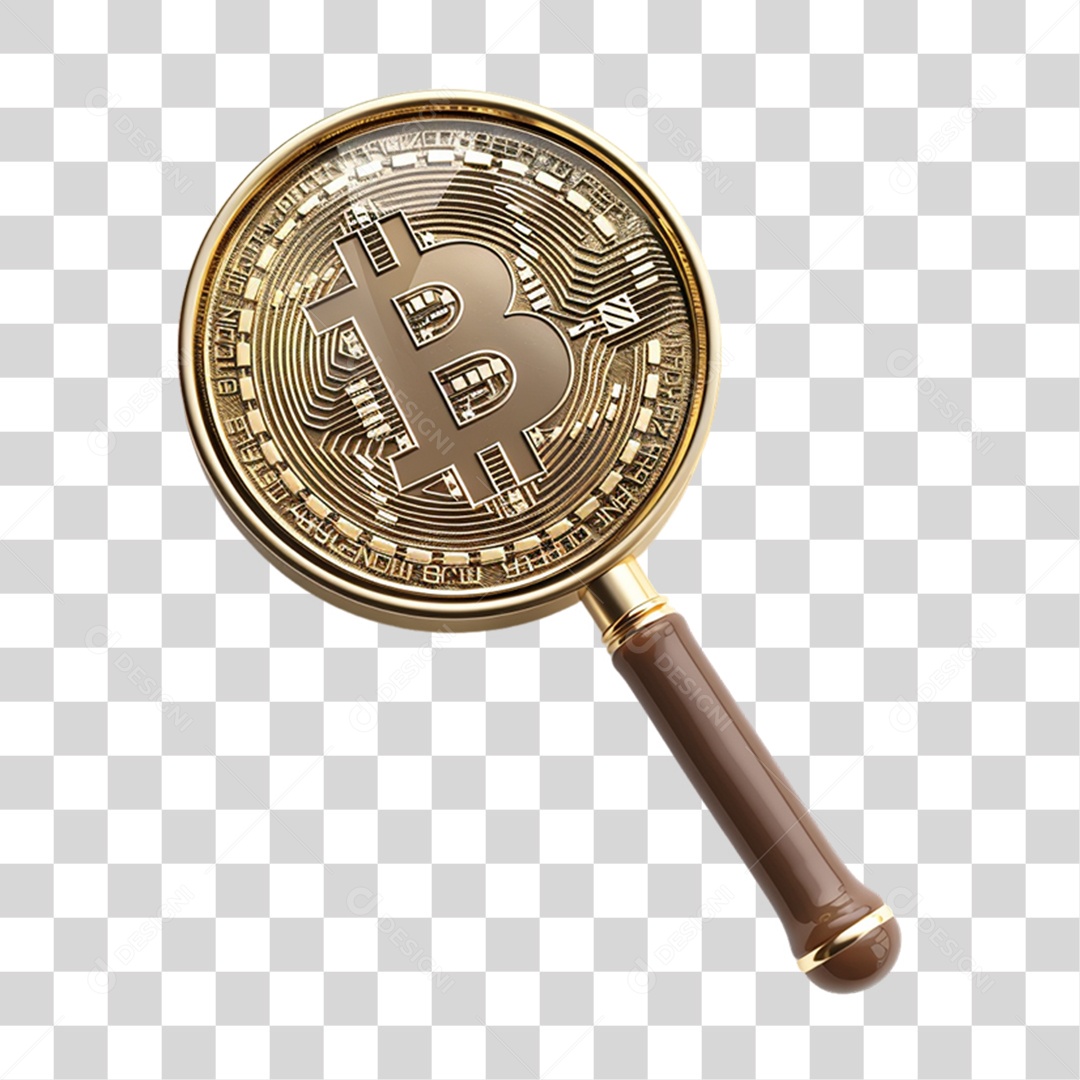 Lupa com Bitcoin PNG Transparente