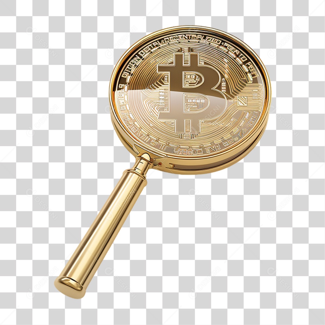 Lupa com Bitcoin PNG Transparente
