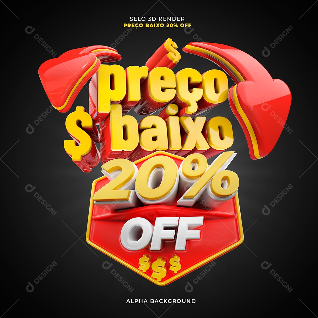 Preço Baixo 20% OFF Selo 3D para Composição PSD