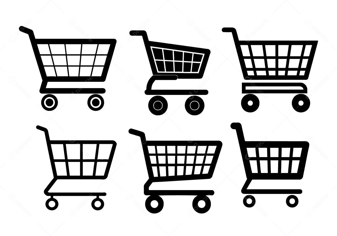 Conjunto de Ícones de Carrinho de Supermercado Vetor EPS