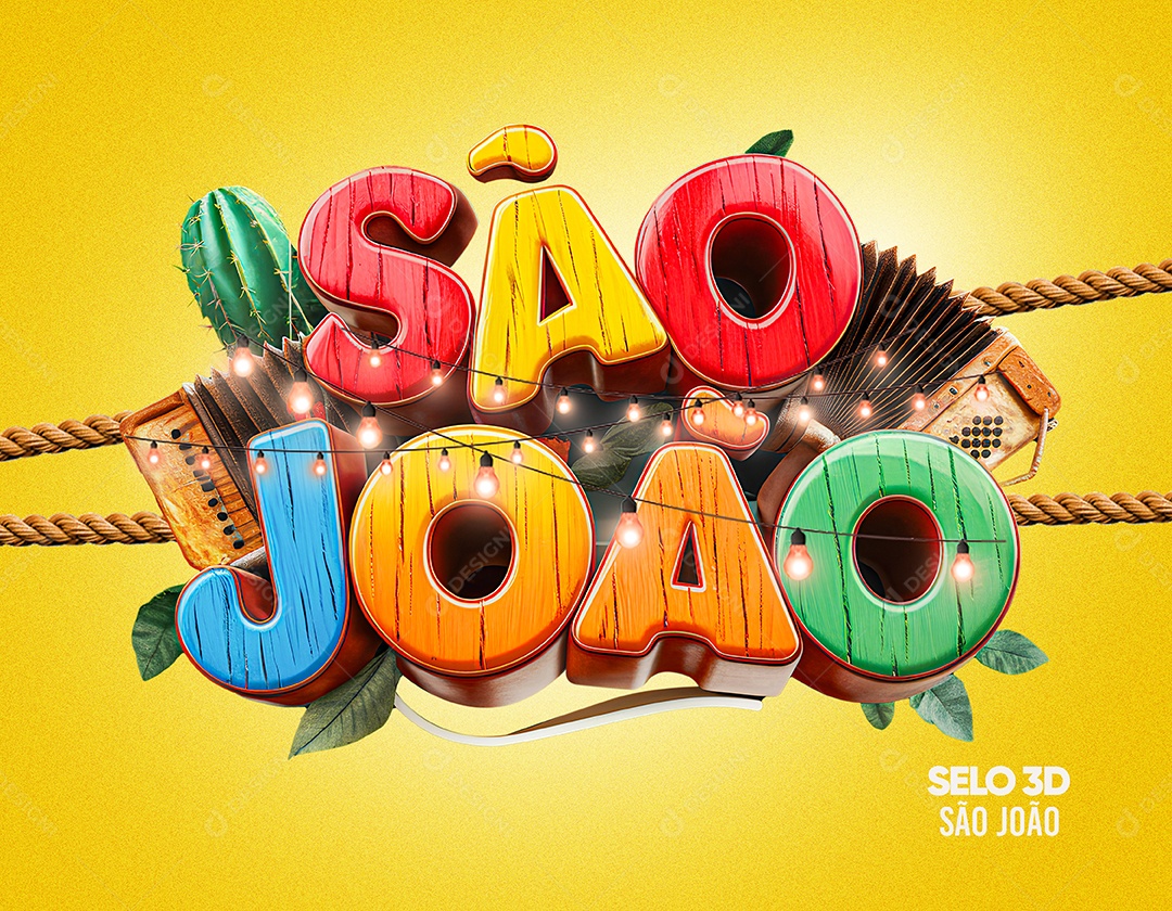 São João Selo 3D para Composição PSD