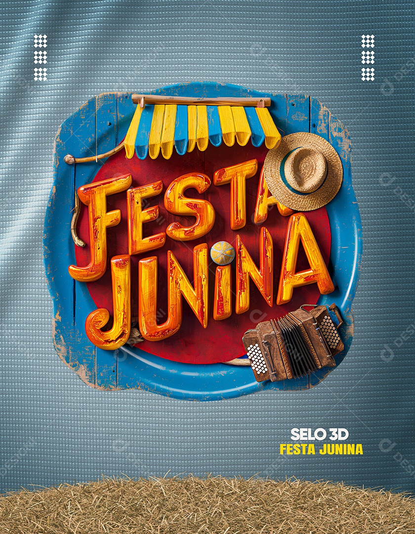 Festa Junina Selo 3D para Composição PSD