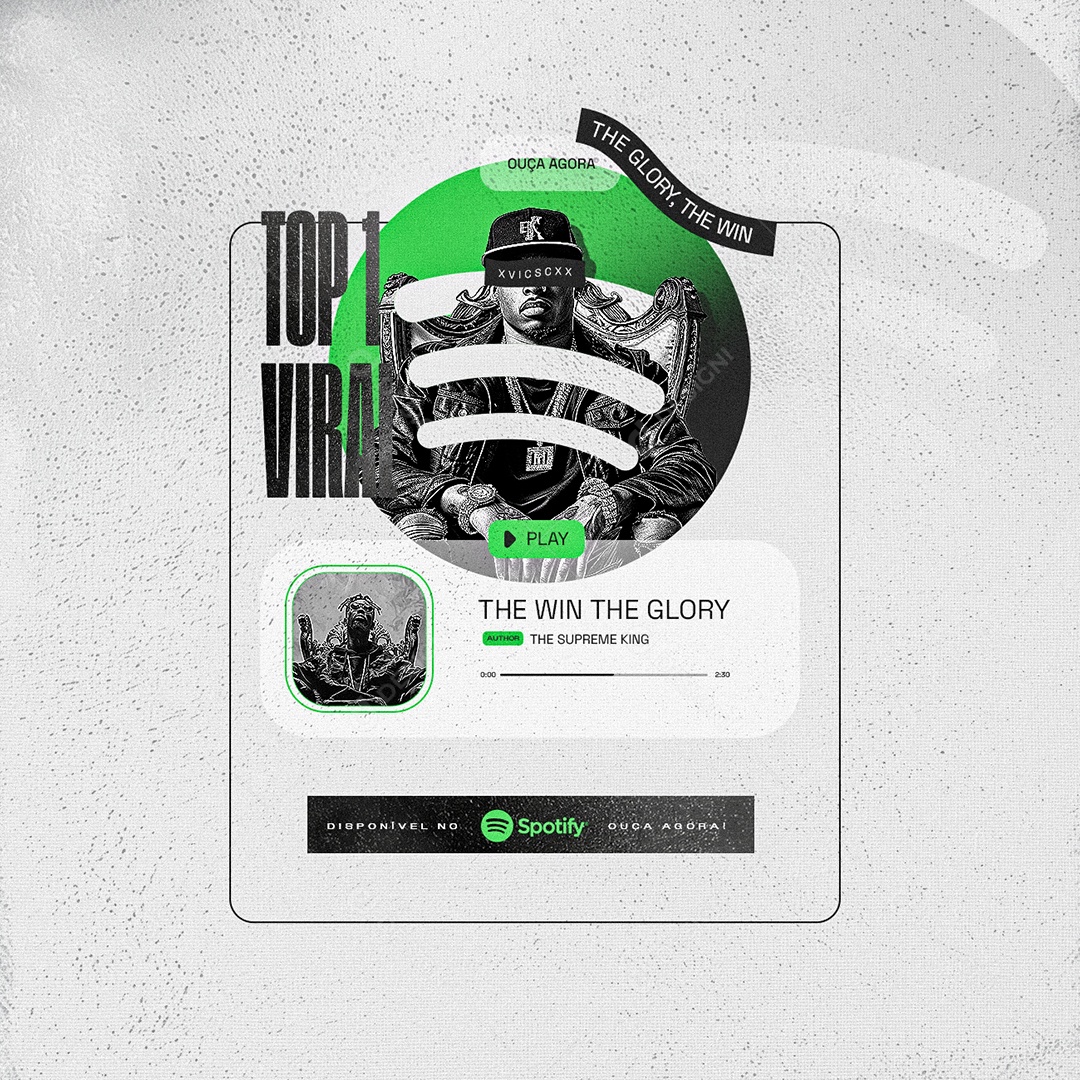 Ouça Agora Disponível no Spotify Top 1 Viral Social Media PSD Editável