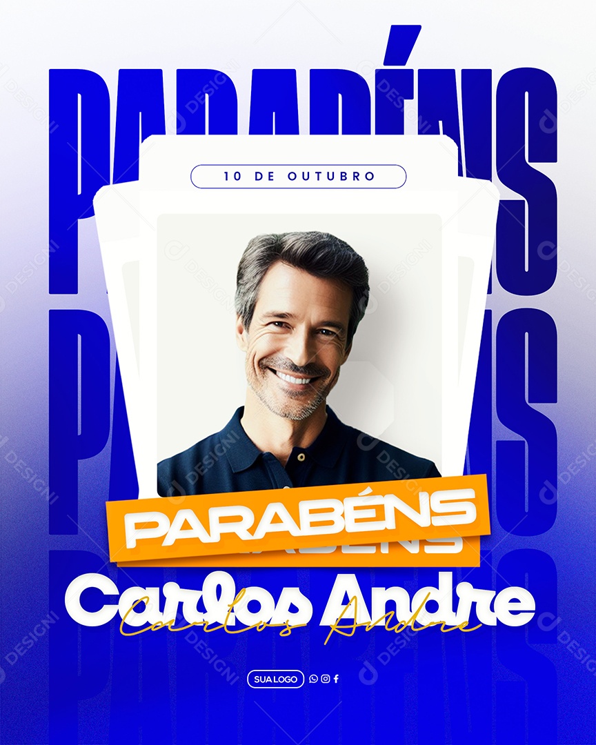Aniversário Parabéns Carlos Andre Social Media PSD Editável