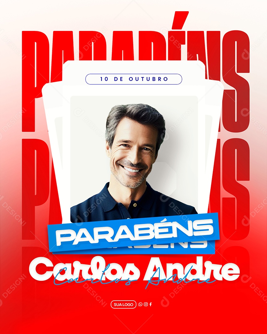 Aniversário Parabéns Carlos Andre Social Media PSD Editável